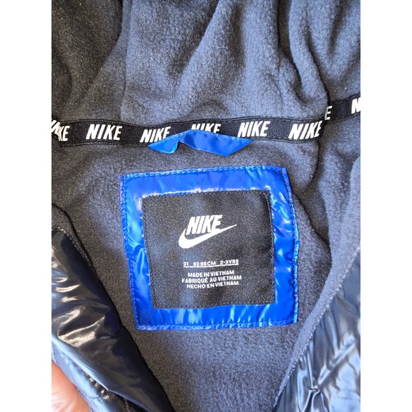 Nike Boys Puffer Jacket Winter Coat Dark Smoke Gray Blue 3T NEW - Picture 10 of 10
